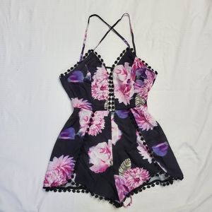 SHOWPO Black Romper with Floral Design